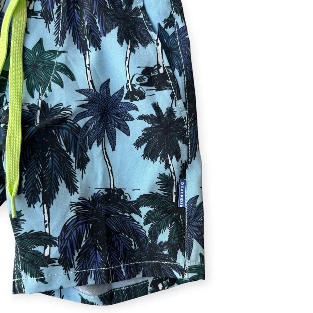 NWT Devereux Golf Kids Baja Swim Trunks Royal Palms Size 4-5